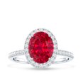 thumbnail image 4 of Rosec Jewels Lab Grown Ruby Oval Engagement Ring with Halo - 4 Carat - AAAA Grade - Certified Ruby Diamond Ring for Women, 14K White Gold, US 6.00, 4 of 8