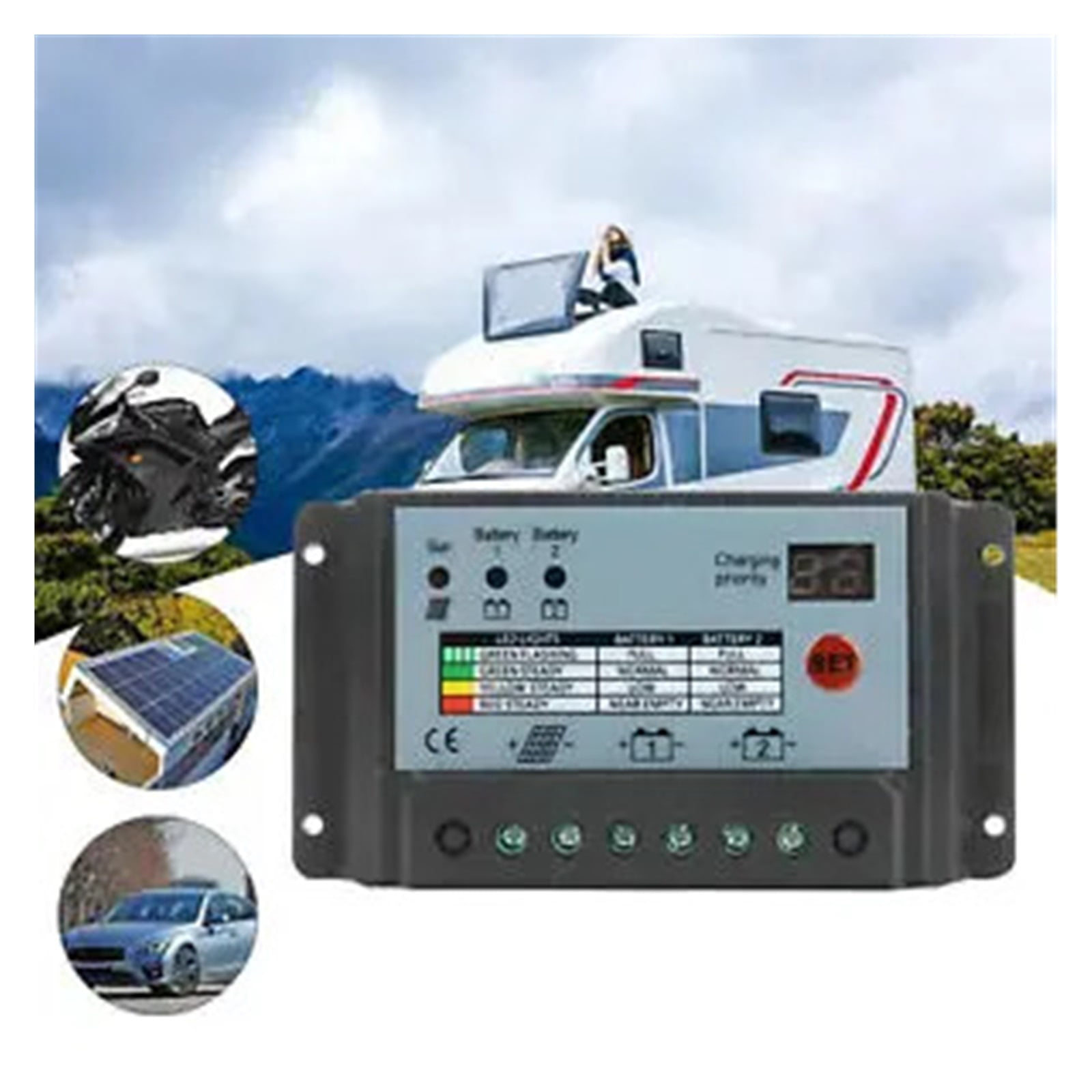 20a Solar Panel Dual Battery Regulator Mppt Charge Controller For 12v/24v Batteries With Lcd Displaying Running Status