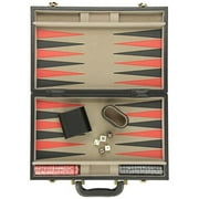 Angle View: CHH 3028M 15" Black Leatherette Backgammon (Black/Red Points)