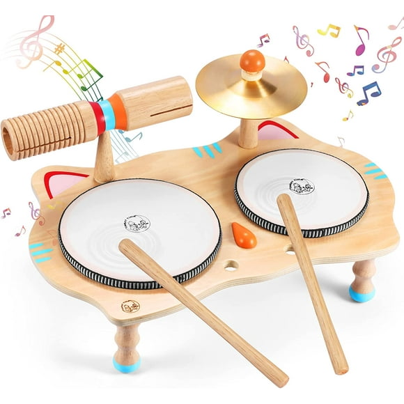 Sweet Time Toddler Drum Set Music Toys Wood Instrument for Kid Musical Instruments Baby Learning Toy