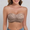 thumbnail image 5 of VISALY Women's Lace Strapless Bandeau Bra Padded Wireless Anti-Slip Tube Top Bra High Support Lace Comfortable Breathable Bra Non-Slip Seamless Convertible Bralette Sleeveless Bralettes Brown Xl, 5 of 6