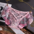 thumbnail image 2 of Alkepwun Sexy Underwear for Women High Waisted Lace Panties Mesh Embroidery Rose Full Coverage Underpants Breathable Criss Cross Briefs Cheekster Panties on Clearance, 2 of 3