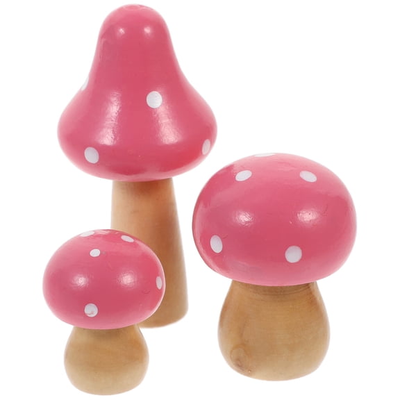 Set of 3 Mushroom Decorative Ornaments 7.2 x 3.5 x 3.5 cm for Home and Garden Decor