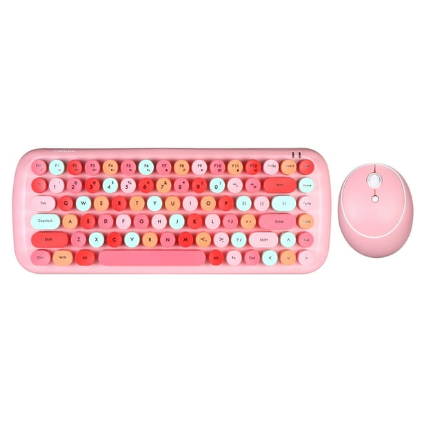 Combo Mofii CANDY Keyboard Mouse Combo Inalámbrico 2.4G Color mezclado 84 Teclado Mini teclado Mouse Set con tapas de teclas circulares Punk Rosa Mofii Combo
