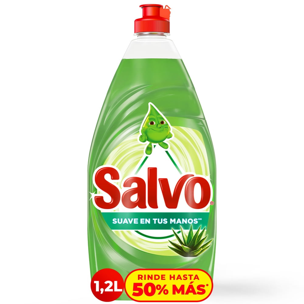 Jabón Líquido para Trastes Salvo Sábila Remueve Grasa, Rinde hasta 50% Más*, 1.2 l