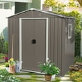 thumbnail image 4 of CarButler 6x5ft Metal Outdoor Storage Shed With Window and Lockable Sliding Doors for Garden Backyard Patio Lawn Gray, 4 of 6