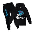 thumbnail image 2 of Conjunto de chándal con estampado de Mr Beast Lightning Cat para niños, sudadera informal con capucha, Tops y pantalones, traje Act, 2 of 3