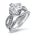 thumbnail image 2 of 2 Carat Solitaire CZ Engagement Wedding Ring Set, Platinium Plated Sterling Silver Bridal Set Size 5, 2 of 6