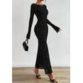 thumbnail image 4 of PRETTYGARDEN Women's Floral Bodycon Maxi Dress Fall Elegant Mesh Long Sleeve Formal Wedding Guest Cocktail Dresses, 4 of 8