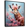 thumbnail image 2 of Designart "Giraffe Portrait: Cute And Floral I" Animals Giraffe Floater Framed Wall Decor, 2 of 5