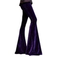 thumbnail image 3 of Women's Fashion Flared Trousers Solid-Color High-Waisted Slimming Silver-Shimmering Drapey Velvet Bell-Bottom Casual Pants, Comfortable & Skin-Friendly & Smooth, Gifts for Women, 3 of 8