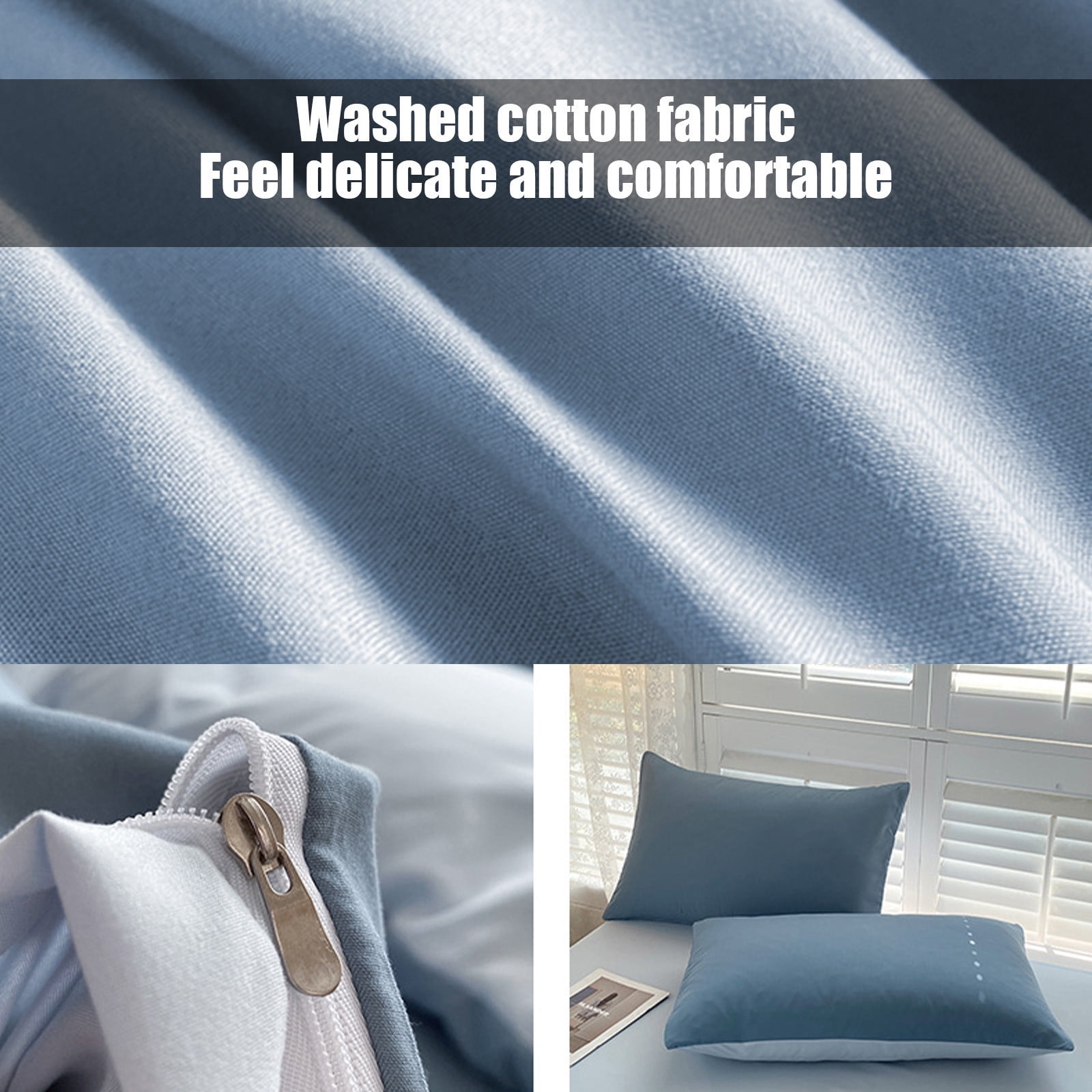 4 Piece Bed Sheets Queen/King Size Bedding Set with Duvet Cover Fitted Sheet 2 Pillowcases Soft Washed Polyester Wrinkle Free Easy Care by PALIFEUR