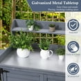 thumbnail image 6 of Outdoor Potting Bench Table with Storage Cabinet, Wooden Planting Workstation, Galvanized Tabletop, Storage Shelf & Cover, Ideal for Garden, Patio, Greenhouse, 6 of 7
