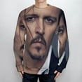 thumbnail image 4 of Johnny Depp Sweater Long Sleeve Round Neck Pullover Jumper Fall Winter Clothes Print Tops Blouse 2XL, 4 of 6