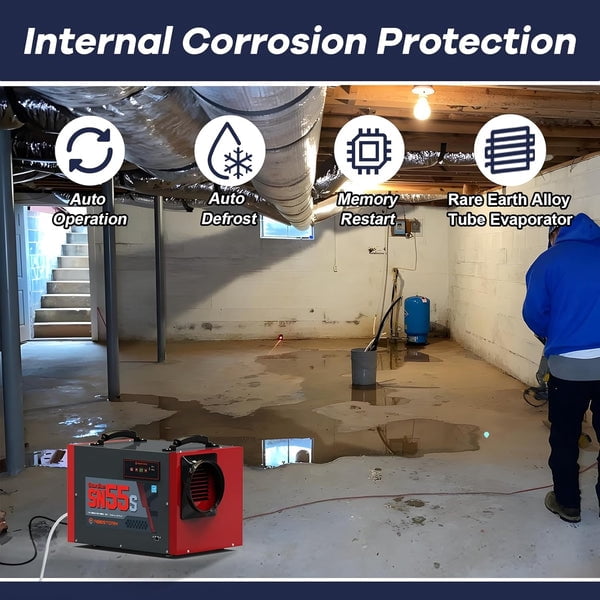 Abestorm 120Pint Crawlspace Dehumidifier Home Commercial Dehumidifiers SN55-Red