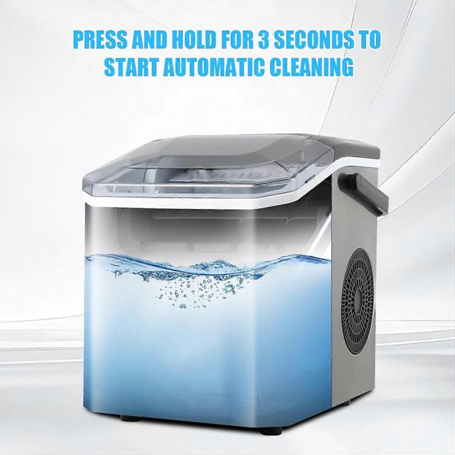 Countertop Ice Maker Machine 12Kg/24H, Compact Mini Ice Maker With Automatic Cleaning, 9Cube Ice In 68 Minutes For Home