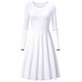 thumbnail image 2 of Jacenvly New Prom Dresses for Juniors Women Elegant Temperament Solid Color Round Neck Long Sleeved Dress Women Cocktail Dresses White M, 2 of 4