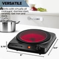thumbnail image 6 of OVENTE Countertop Infrared Single Burner, 1000W Electric Hot Plate with 7” Ceramic Glass Cooktop, 5 Level Temperature Setting & Easy to Clean Base, Compact Stove for Home Dorm Office, Black BGI101B, 6 of 8