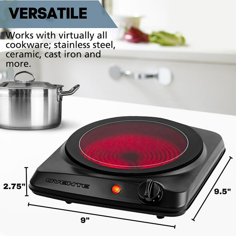 Portable 1000W Single Electric Burner Hot Plate 5 Level Adjustable  Temperature 110V Camping Dorm Heating Cooking Stove Stainless Steel 