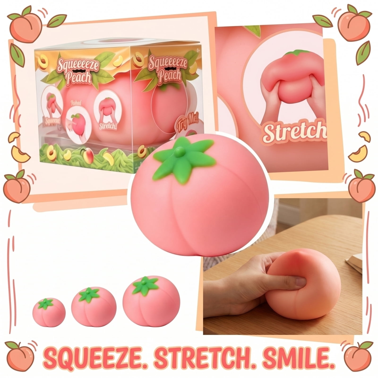 Squeezy Peach Squishy Toy, Ultra-Soft Slow Rising Pink Squeeze  Peach , Stress Relief & Anxiety Fidget Toy for Party Favor Gift