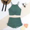 thumbnail image 6 of EliteGoogv Big Girls Two Pieces Swimsuits Straps Tropical Style Bikini Sets Solid Color Lightweight Bathing Suit Training Swimsuit Swimwear For Girls,Mint Green,13-14Y, 6 of 9