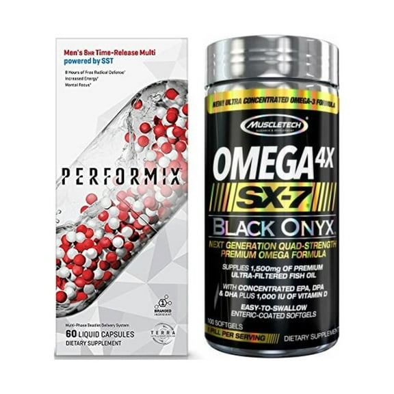 PERFORMIX Men's 8HR Time-Release Multi Dietary Supplement 60 liquid capsules   MuscleTech Fish Oil
