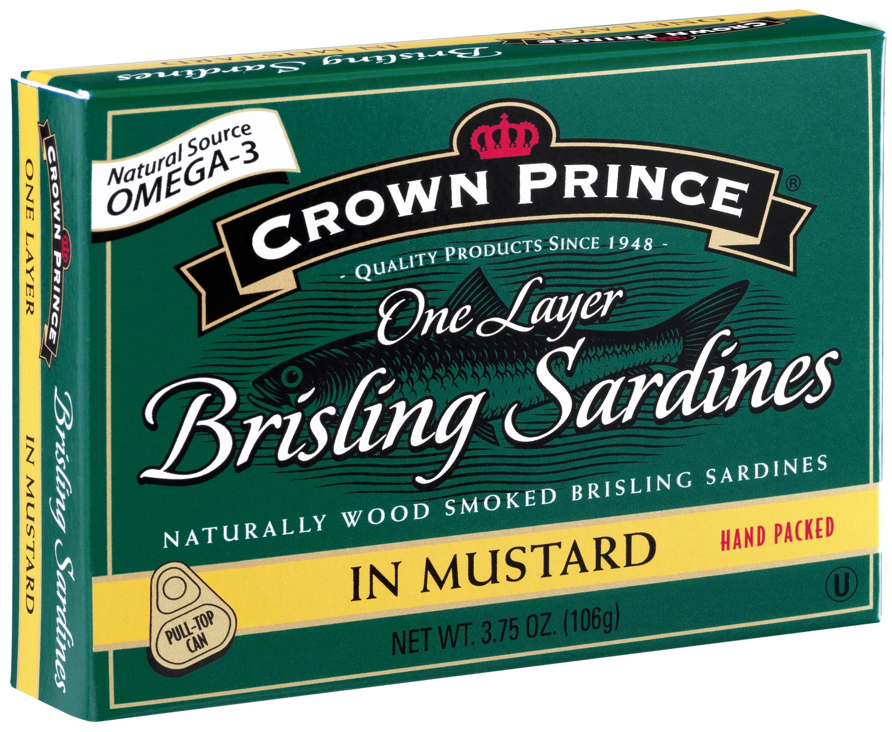 Crown Prince 1Layer Brisling Sardines In Mustard, 3.75 oz
