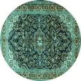 thumbnail image 1 of Ahgly Company Machine Washable Indoor Round Medallion Turquoise Blue Traditional Area Rugs, 8' Round, 1 of 4