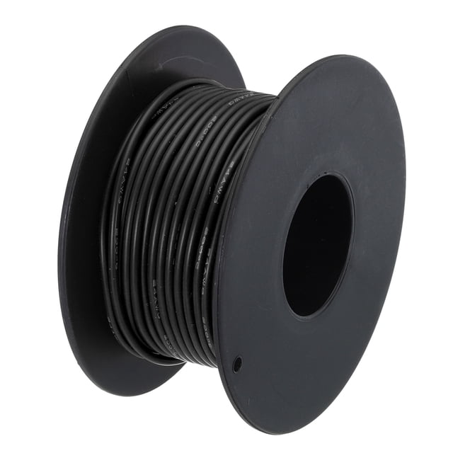 Uxcell 24 Gauge Silicone Wire 24AWG Electrical Wire Stranded Tinned Copper High Temp Hookup Spool 49.2ft Black