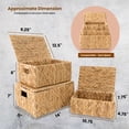 thumbnail image 2 of Cestas de almacenamiento de mimbre con tapa, juego de 3 cestas con tapa, cestas de almacenamiento decorativas rectangulares de mimbre, caja de almacenamiento grande de ratán, cestas para jacintos, 2 of 7
