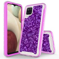 Samsung Galaxy A22 5G Case With Built-in Screen Protector, Rosebono Hybrid Graphic Design Pattern Hard Back Pannel Cover 360 Protection Case For Samsung Galaxy A22 5G (Purple Shell)