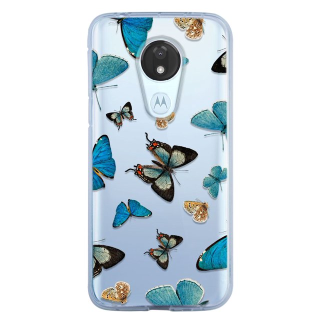 Funda para Moto G7 Power Mariposas Azules Uso Rudo, InstaCase Protector para Moto G7 Power Antigolpes, Case Mariposas Azules