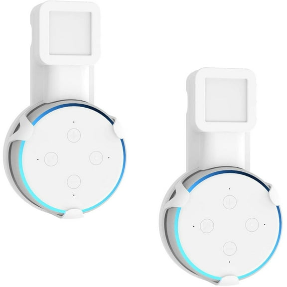 WALI Outlet Wall Mount, Holder Stand for Echo Dot 3rd Gen, Smart Home Speakers Plug Mount for Alexa with Cable Management, (AMM002-2W), 2 Pack, White