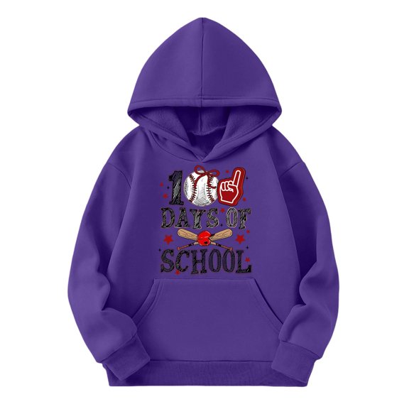 Boys Girls 100 Days of School Hoodie - Kids Letter Graphic Long Sleeve Preppy Back to School Sweatshirt