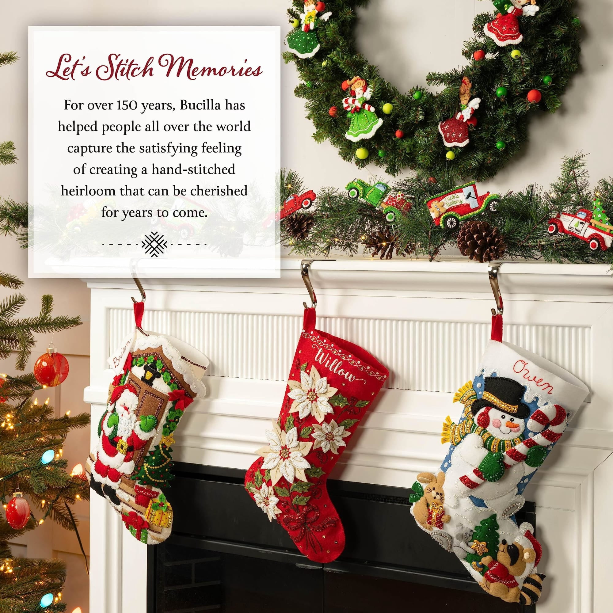 Bucilla Felt Stocking Kit, Rooftop Santa, 18 in, Multicolor, Felt