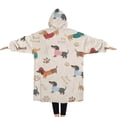 thumbnail image 2 of Oversized Wearable Blanket Hoodie,Dachshund Sherpa Blanket Hoodie with Super Pockets,Super Warm Fuzzy Pullover for Women & Men, 2 of 6