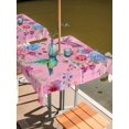 thumbnail image 2 of Outdoor Tablecloth with Umbrella Hole for Patio/Picnic/Party/Camping, Pink Spring Floral Waterproof Table Cloth Square Cover Washable, Watercolor Birds Farmhouse Art (54"x 54"), 2 of 9