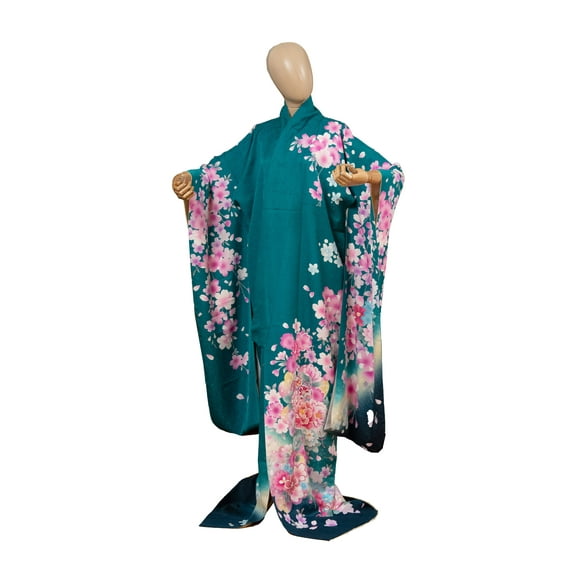 DEAR VANILLA Authentic Traditional Japanese Furisode Kimono for Women Silk Robe Made in Japan KMF-0288