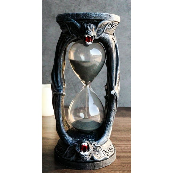 Celtic Knotwork Tomb Vampire Bats Gothic Invertible Pillar Sand Timer Figurine
