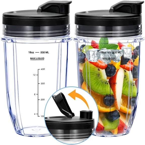 ACDANC Replacement 18Oz Blender Cup with Sip & Seal Lid for Blender Auto Iq Blade,2-Pack