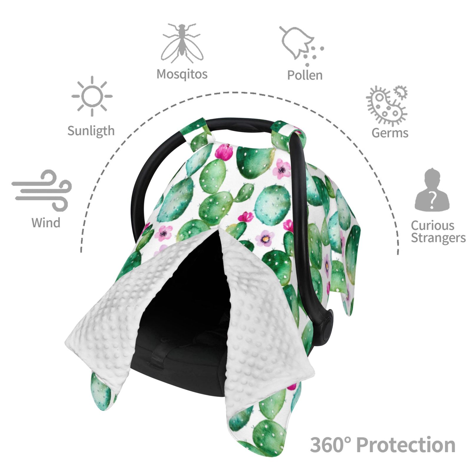 Car Seat Cover Baby - Cactus Plants Breathable Infant Car Seat Cover for Baby Carseat, Lightweight Comfort Baby Essentials Must Haves Newborn Stuff for Girl Boy