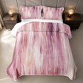 thumbnail image 2 of Erosebridal Oil Painting Quilt King, Pastel Pink Ombre King Coverlet Set, Pink Reversible 3 Pieces 1 Bedspread and 2 Pillowcases, 2 of 7