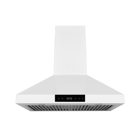 Hauslane Chef Series WM-538 30" Convertible Wall Mount Range Hood - Matte White, 3-Speed, 860 CFM, Touch, LED, Baffle Filters