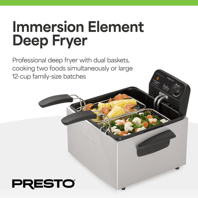 Presto ProFry Stainless Steel Big Dual-Basket Electric Deep Fryer