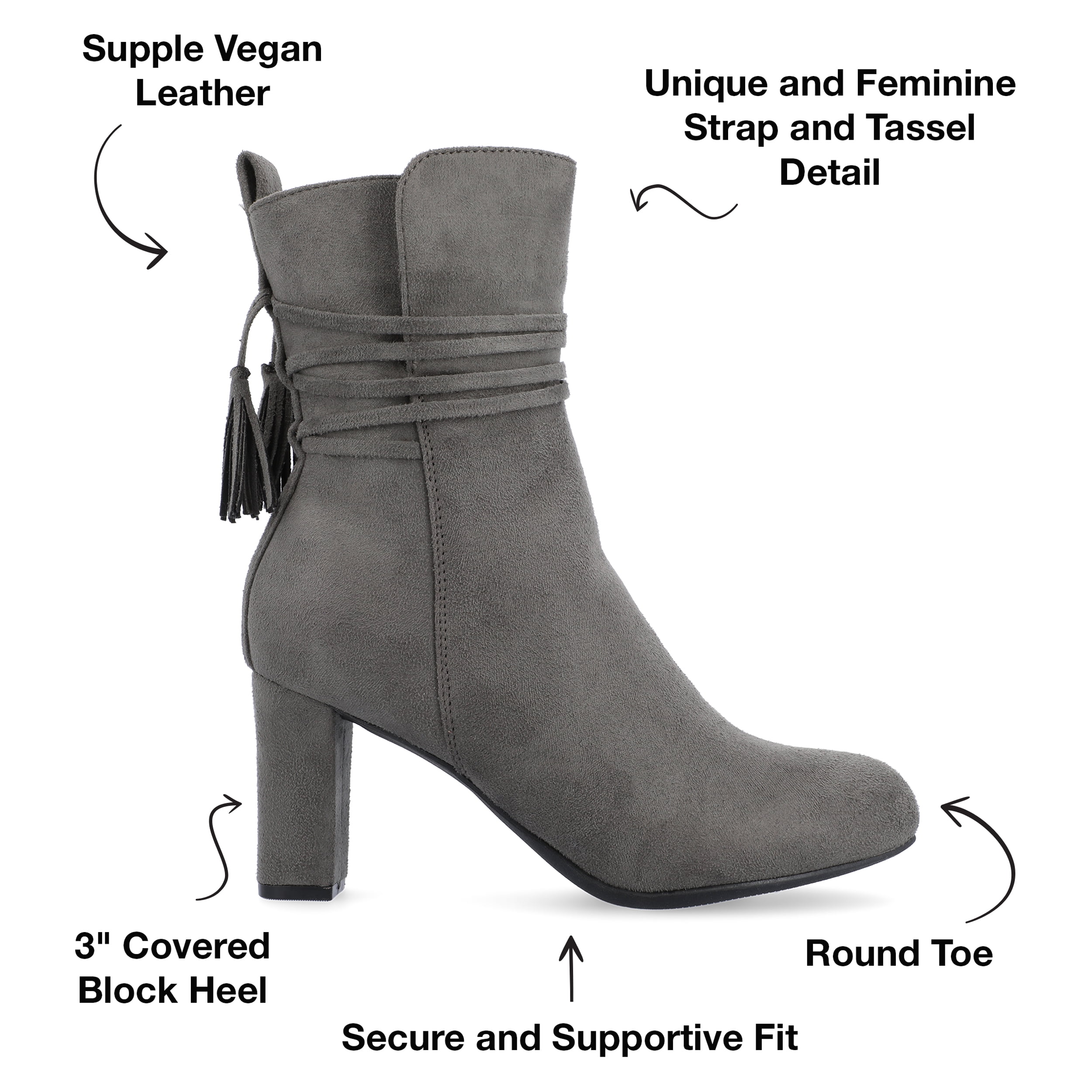 Journee Womens Zuri Inside Zip Block Heel Booties