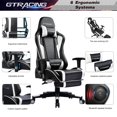 thumbnail image 6 of LUCKLIFE Gaming Chair with Bluetooth Speakers and Footrest High Back PU Leather Office Chair, White, 6 of 6
