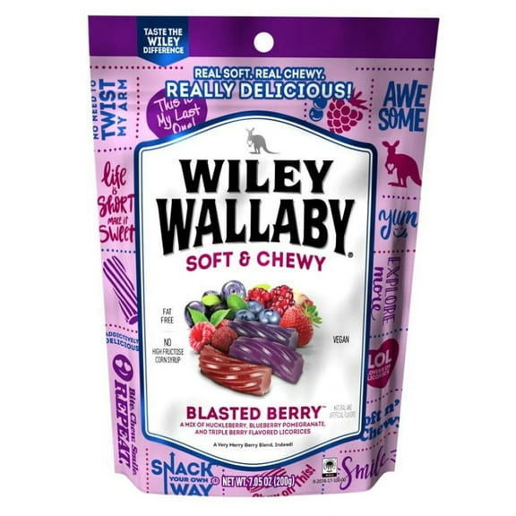 Wiley Wallaby Gourmet Blasted Berry Licorice Soft & Chewy 7.05 oz.