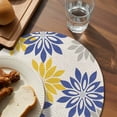 thumbnail image 3 of Geometric Flower Round 13 Inch Placemats Set of 6, Vintage Country Floral Blue Yellow on Linen HeatResistant Non Slip Place Mats for Dining Table, Wipeable Braided Kitchen Table Mats for Housewarming, 3 of 9