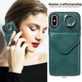 thumbnail image 4 of Allytech iPhone X/ iPhone XS Case with Ring Holder & Shoulder Strap, Retro PU Leather Cards Slots Kickstand Detachable Lanyard Shockproof Wallet Case Cover for Apple iPhone X/ iPhone XS - Green, 4 of 14