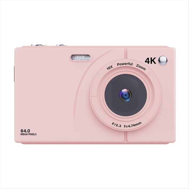 Cámara Digital 4K CCD de 64 MP, Wifi, HD, Zoom Digital 16X, Pantalla de 2,8 Pulgadas, Tarjeta de 64 GB, Color Rosa.